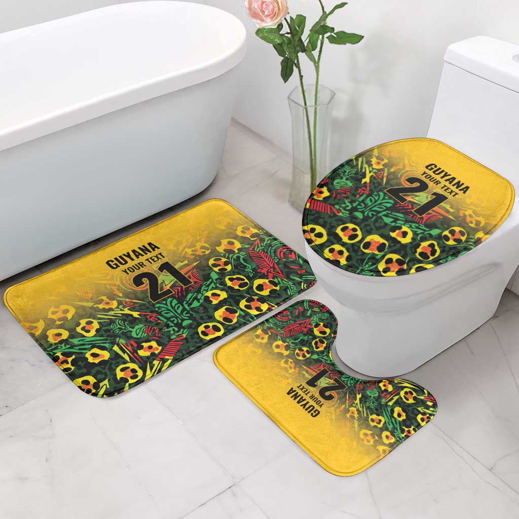 Custom Guyana Football Bathroom Set Spirit of the Jaguar - Yellow - Wonder Print Shop