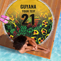 Custom Guyana Football Beach Blanket Spirit of the Jaguar - Yellow - Wonder Print Shop