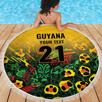 Custom Guyana Football Beach Blanket Spirit of the Jaguar - Yellow - Wonder Print Shop