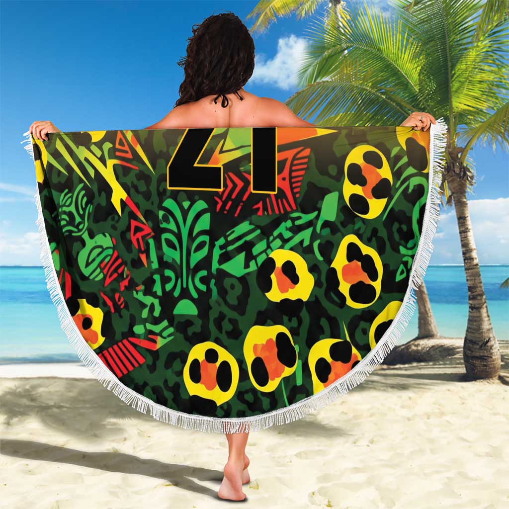 Custom Guyana Football Beach Blanket Spirit of the Jaguar - Yellow - Wonder Print Shop