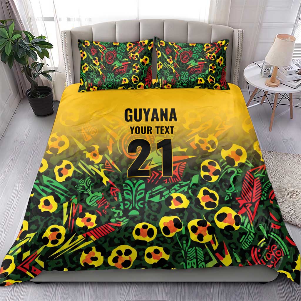 Custom Guyana Football Bedding Set Spirit of the Jaguar - Yellow - Wonder Print Shop