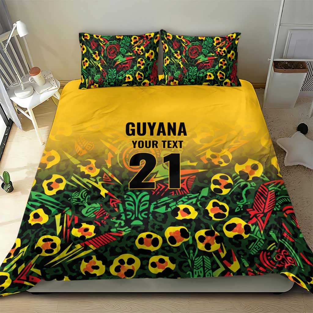 Custom Guyana Football Bedding Set Spirit of the Jaguar - Yellow - Wonder Print Shop