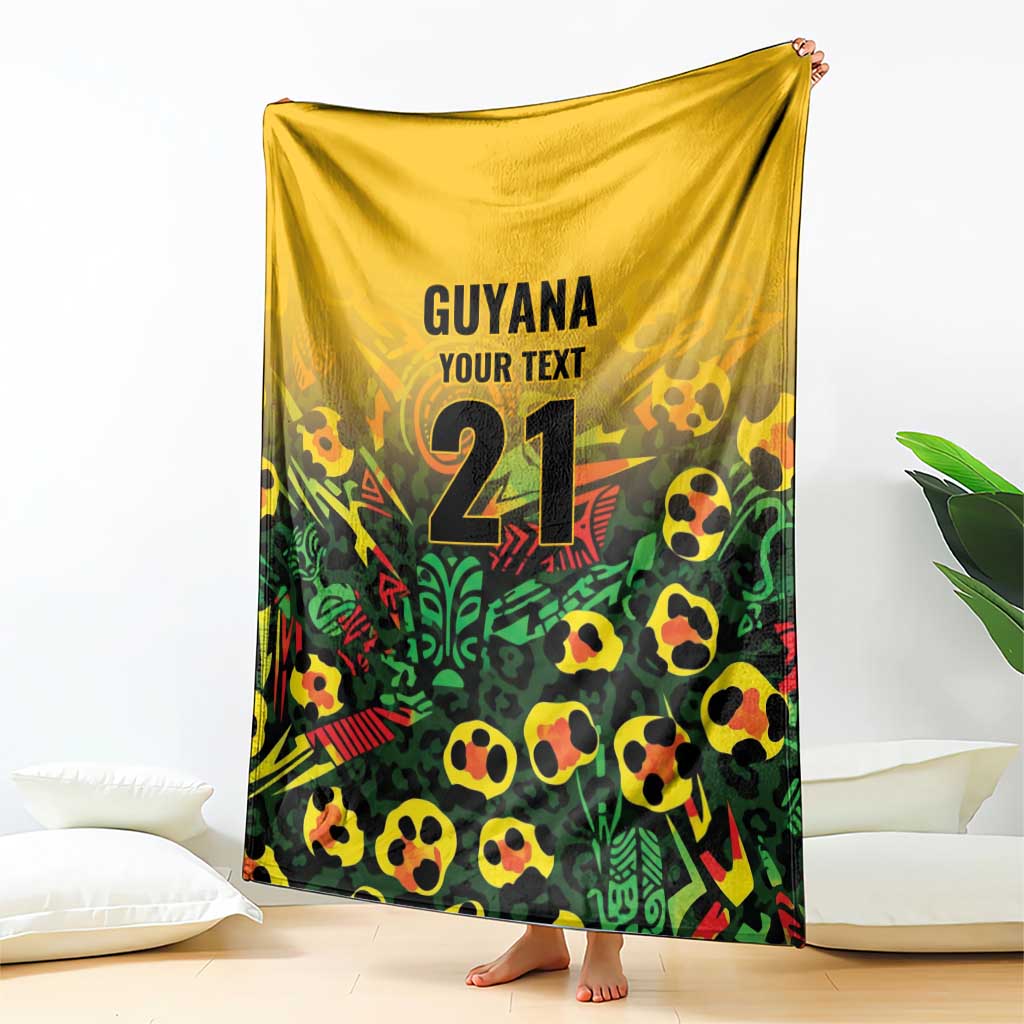 Custom Guyana Football Blanket Spirit of the Jaguar - Yellow - Wonder Print Shop