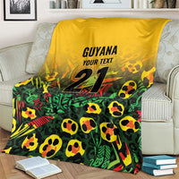 Custom Guyana Football Blanket Spirit of the Jaguar - Yellow - Wonder Print Shop