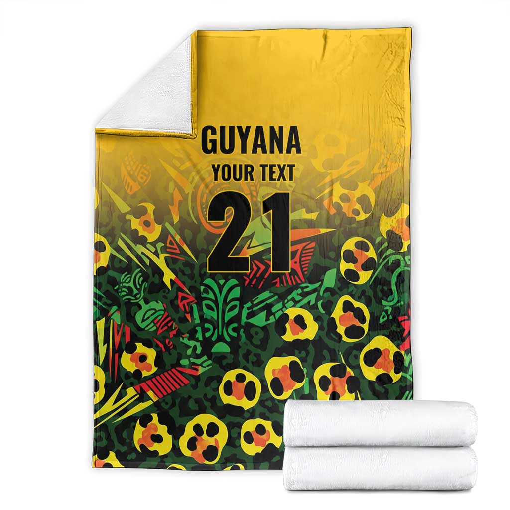 Custom Guyana Football Blanket Spirit of the Jaguar - Yellow - Wonder Print Shop