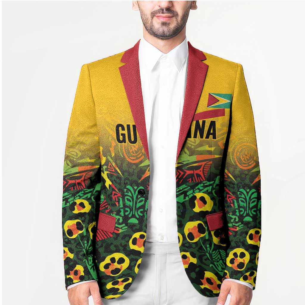 Custom Guyana Football Blazer Spirit of the Jaguar - Yellow - Wonder Print Shop