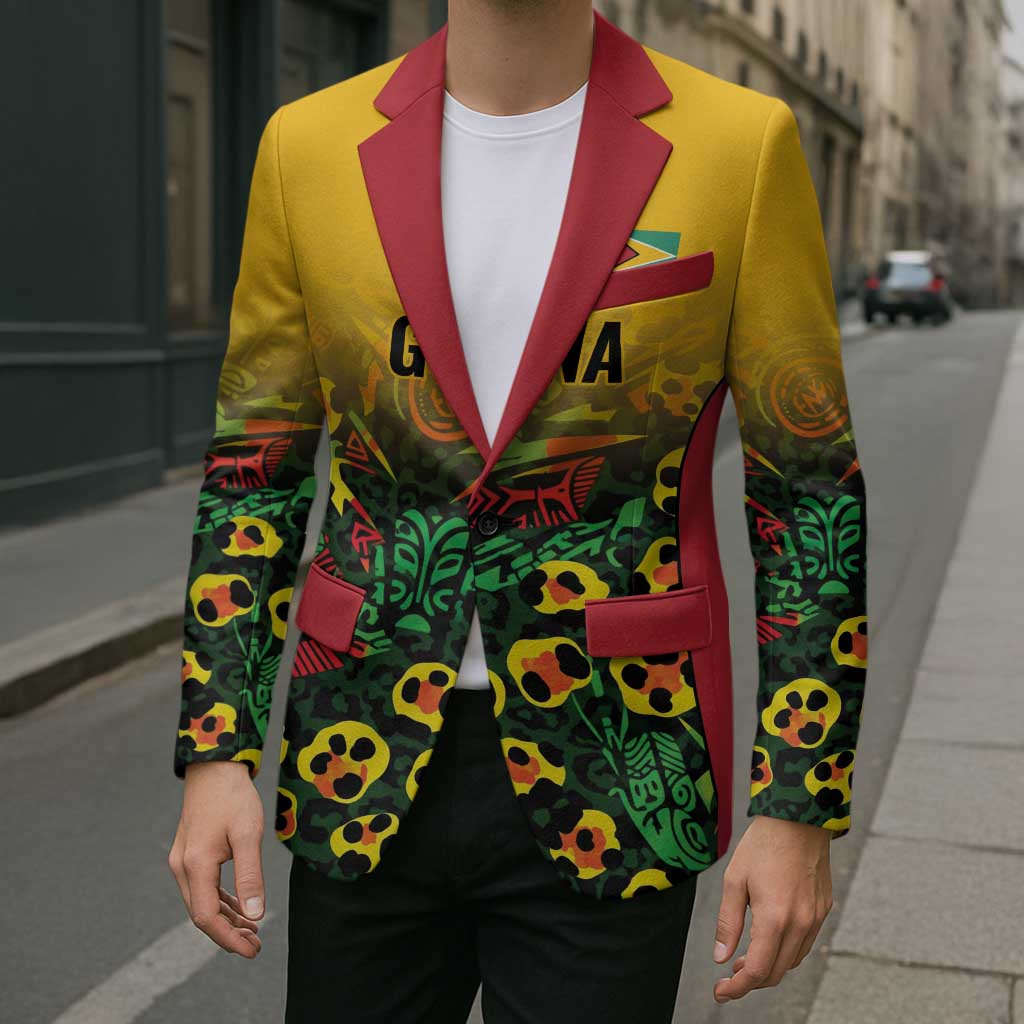Custom Guyana Football Blazer Spirit of the Jaguar - Yellow - Wonder Print Shop