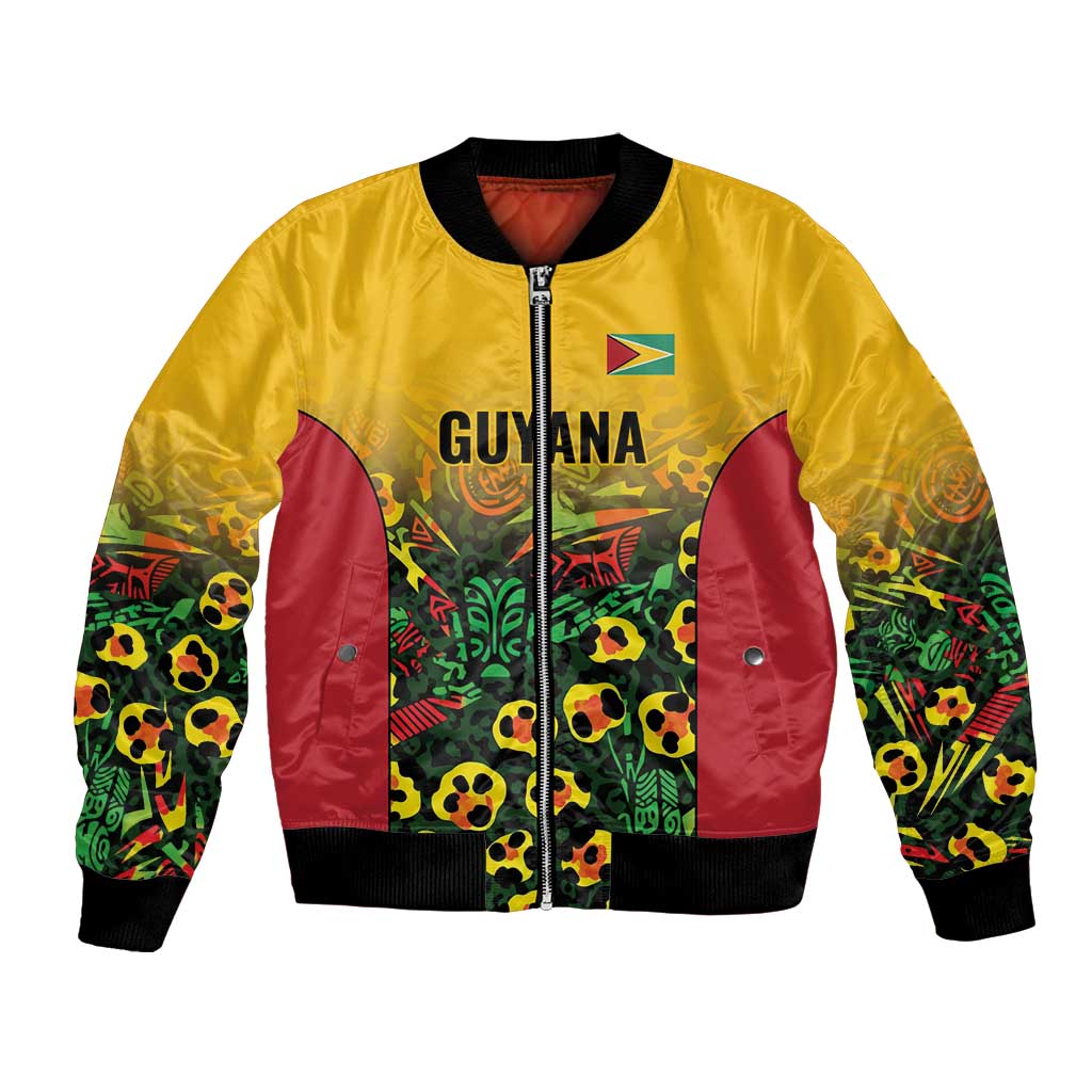 Custom Guyana Football Bomber Jacket Spirit of the Jaguar - Yellow - Wonder Print Shop