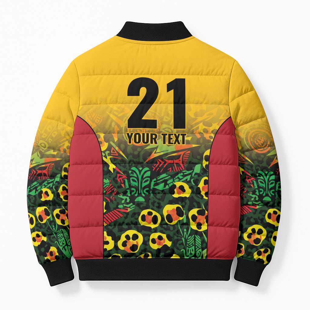 Custom Guyana Football Bomber Puffer Jacket Spirit of the Jaguar - Yellow - Wonder Print Shop