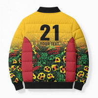 Custom Guyana Football Bomber Puffer Jacket Spirit of the Jaguar - Yellow - Wonder Print Shop