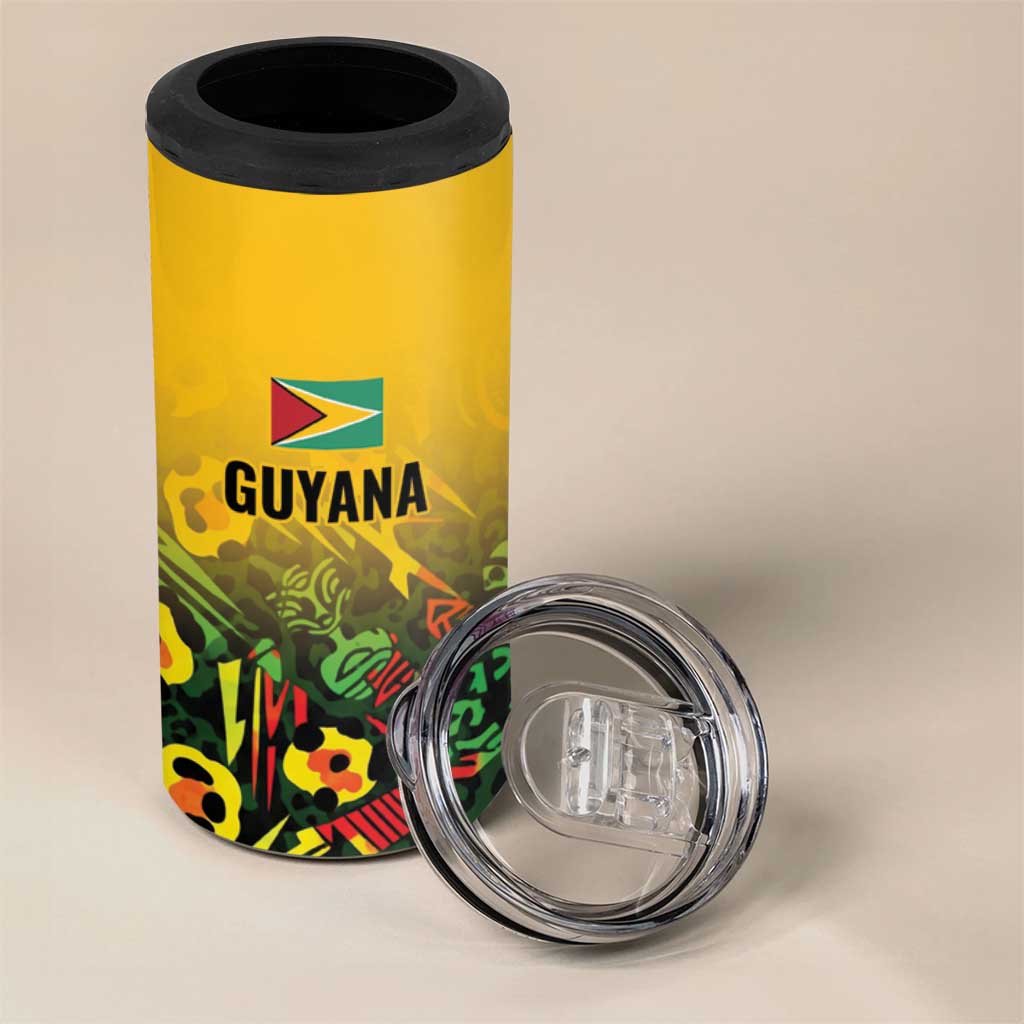Custom Guyana Football 4 in 1 Can Cooler Tumbler Spirit of the Jaguar - Yellow - Wonder Print Shop