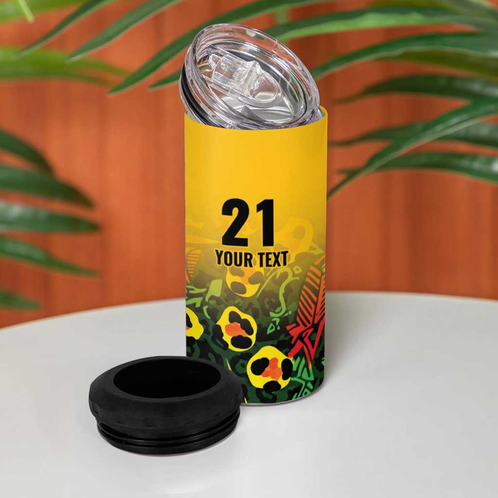 Custom Guyana Football 4 in 1 Can Cooler Tumbler Spirit of the Jaguar - Yellow - Wonder Print Shop