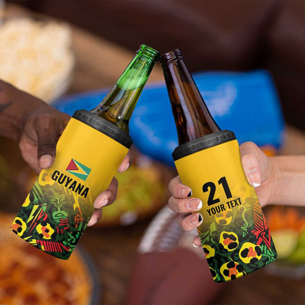 Custom Guyana Football 4 in 1 Can Cooler Tumbler Spirit of the Jaguar - Yellow - Wonder Print Shop
