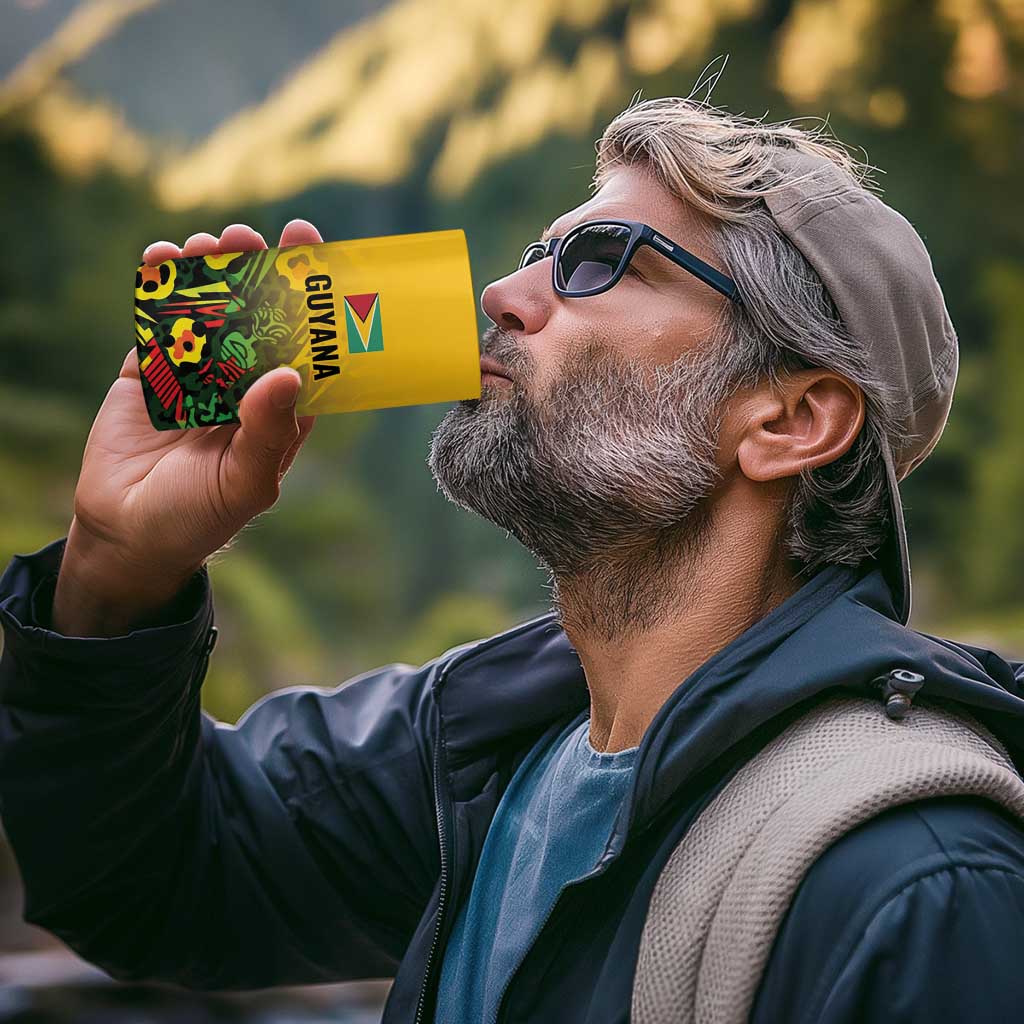 Custom Guyana Football 4 in 1 Can Cooler Tumbler Spirit of the Jaguar - Yellow - Wonder Print Shop