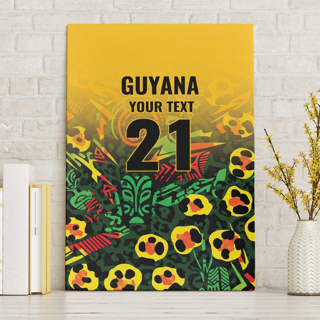 Custom Guyana Football Canvas Wall Art Spirit of the Jaguar - Yellow - Wonder Print Shop