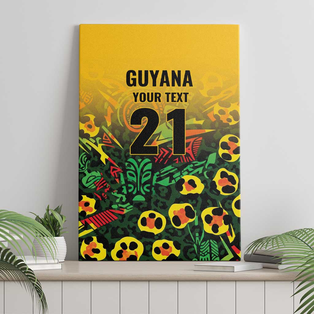 Custom Guyana Football Canvas Wall Art Spirit of the Jaguar - Yellow - Wonder Print Shop