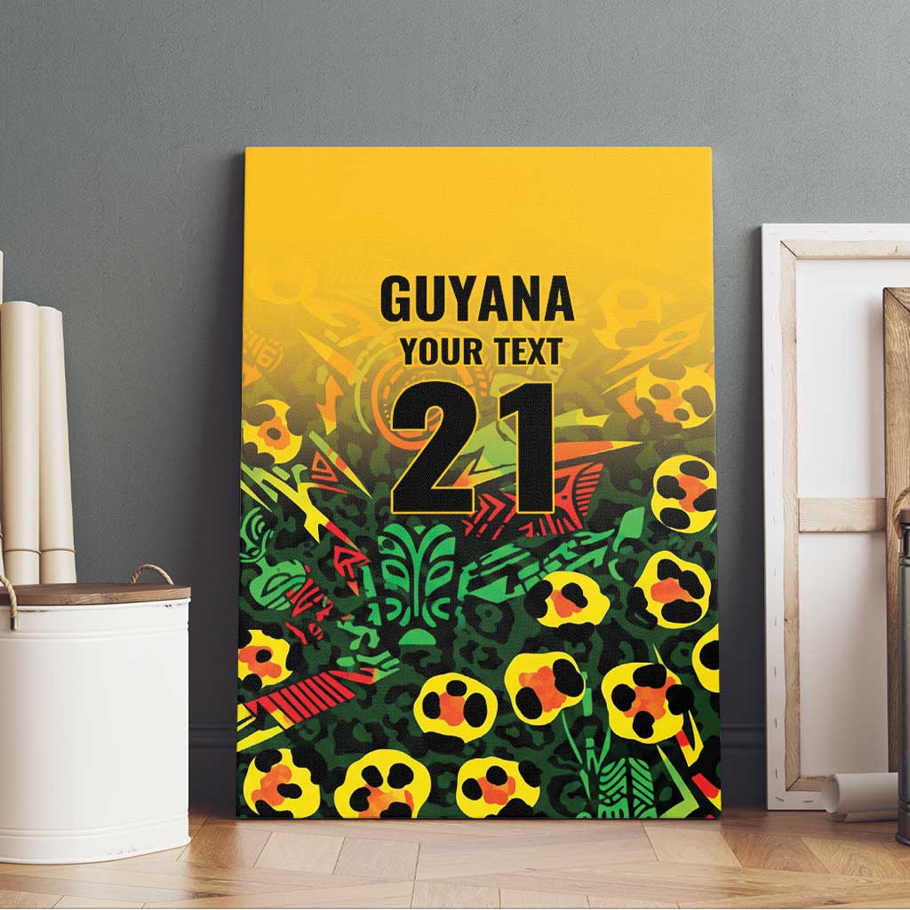 Custom Guyana Football Canvas Wall Art Spirit of the Jaguar - Yellow - Wonder Print Shop