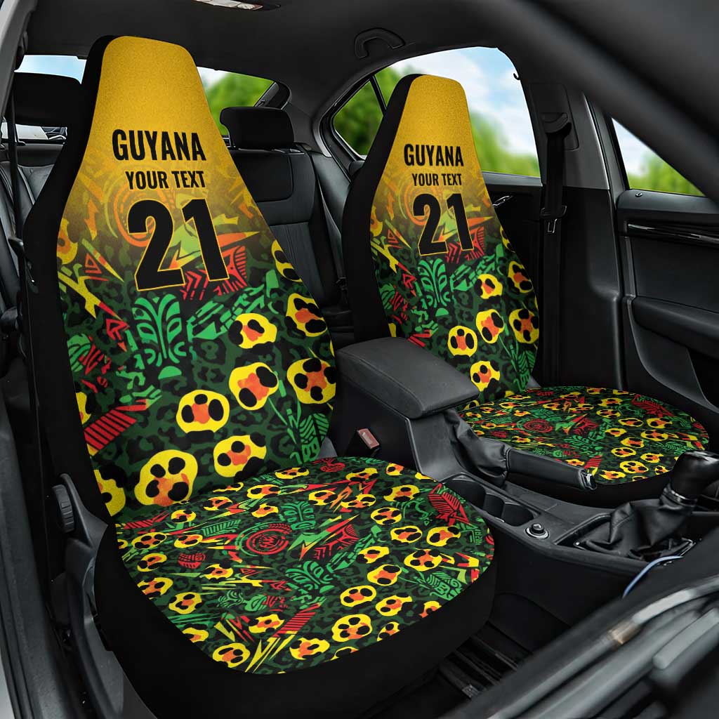 Custom Guyana Football Car Seat Cover Spirit of the Jaguar - Yellow - Wonder Print Shop