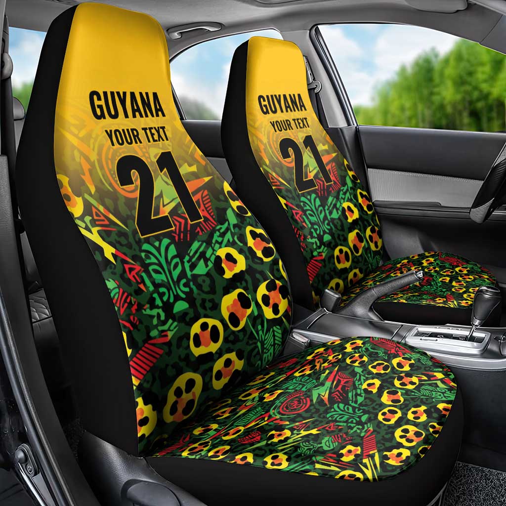 Custom Guyana Football Car Seat Cover Spirit of the Jaguar - Yellow - Wonder Print Shop
