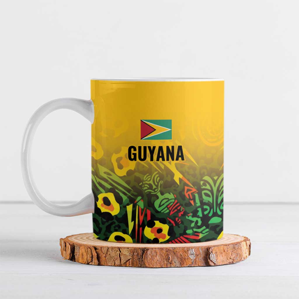 Custom Guyana Football Ceramic Mug Spirit of the Jaguar - Yellow - Wonder Print Shop