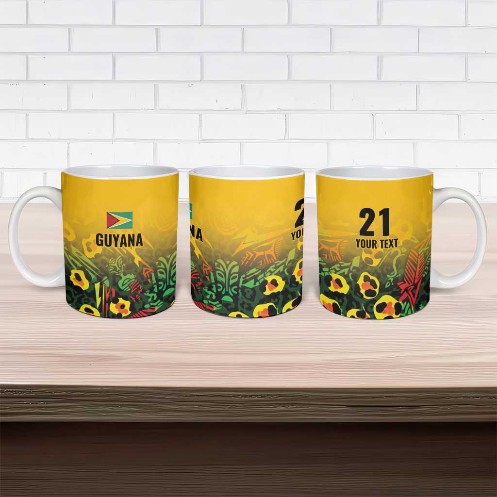 Custom Guyana Football Ceramic Mug Spirit of the Jaguar - Yellow - Wonder Print Shop