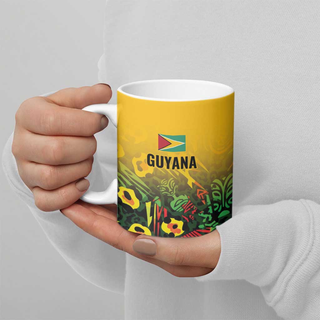 Custom Guyana Football Ceramic Mug Spirit of the Jaguar - Yellow - Wonder Print Shop