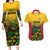 Custom Guyana Football Couples Matching Long Sleeve Bodycon Dress and Hawaiian Shirt Spirit of the Jaguar - Yellow - Wonder Print Shop