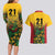 Custom Guyana Football Couples Matching Long Sleeve Bodycon Dress and Hawaiian Shirt Spirit of the Jaguar - Yellow - Wonder Print Shop