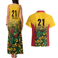 Custom Guyana Football Couples Matching Tank Maxi Dress and Hawaiian Shirt Spirit of the Jaguar - Yellow - Wonder Print Shop