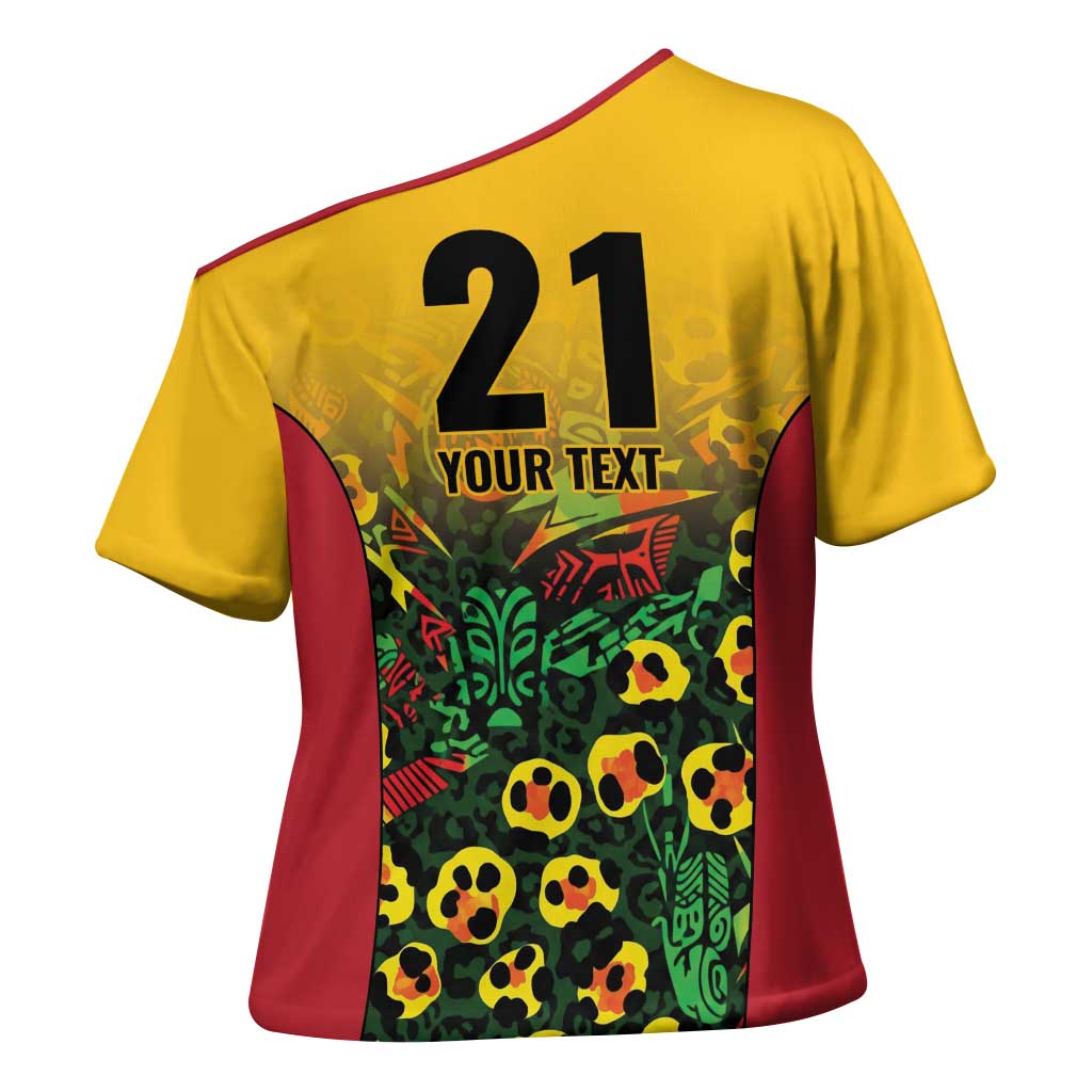 Custom Guyana Football Cross Shoulder Shirt Spirit of the Jaguar - Yellow - Wonder Print Shop