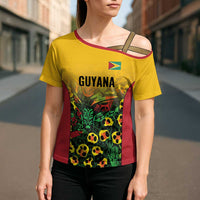 Custom Guyana Football Cross Shoulder Shirt Spirit of the Jaguar - Yellow - Wonder Print Shop