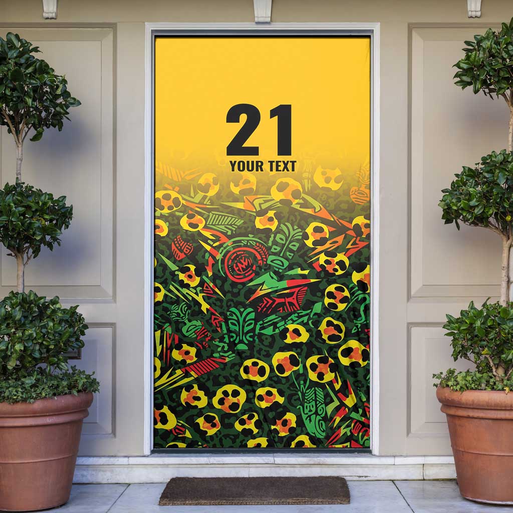 Custom Guyana Football Door Cover Spirit of the Jaguar - Yellow - Wonder Print Shop