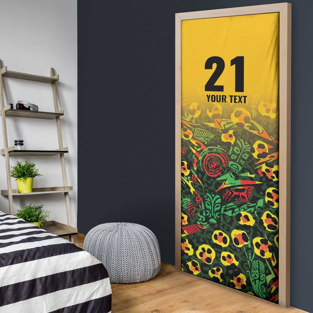 Custom Guyana Football Door Cover Spirit of the Jaguar - Yellow - Wonder Print Shop