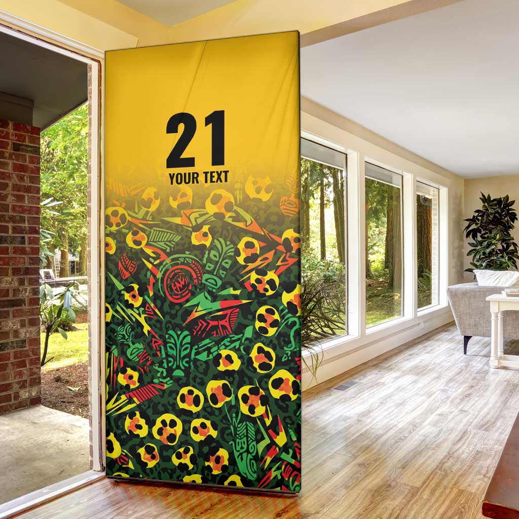 Custom Guyana Football Door Cover Spirit of the Jaguar - Yellow - Wonder Print Shop