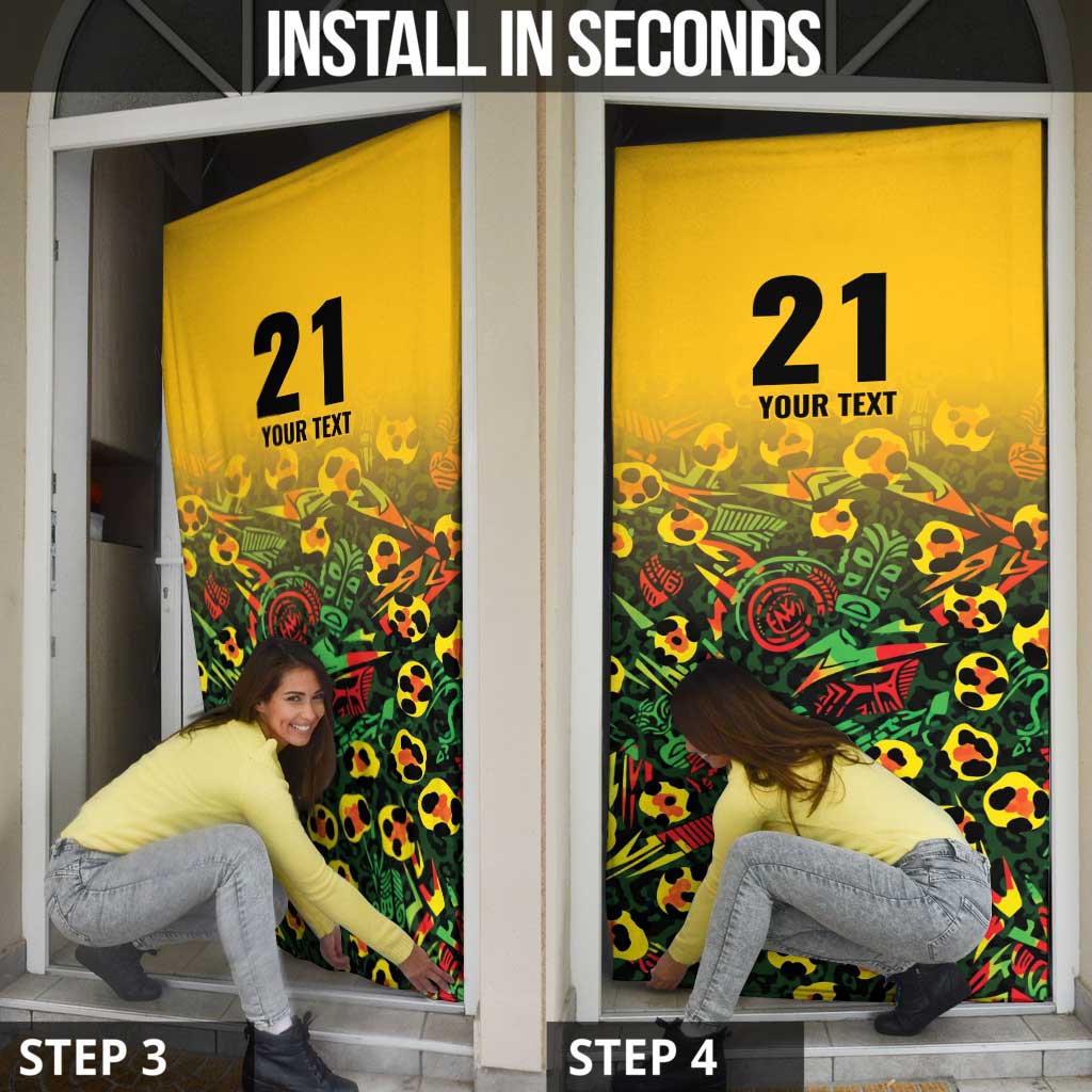Custom Guyana Football Door Cover Spirit of the Jaguar - Yellow - Wonder Print Shop