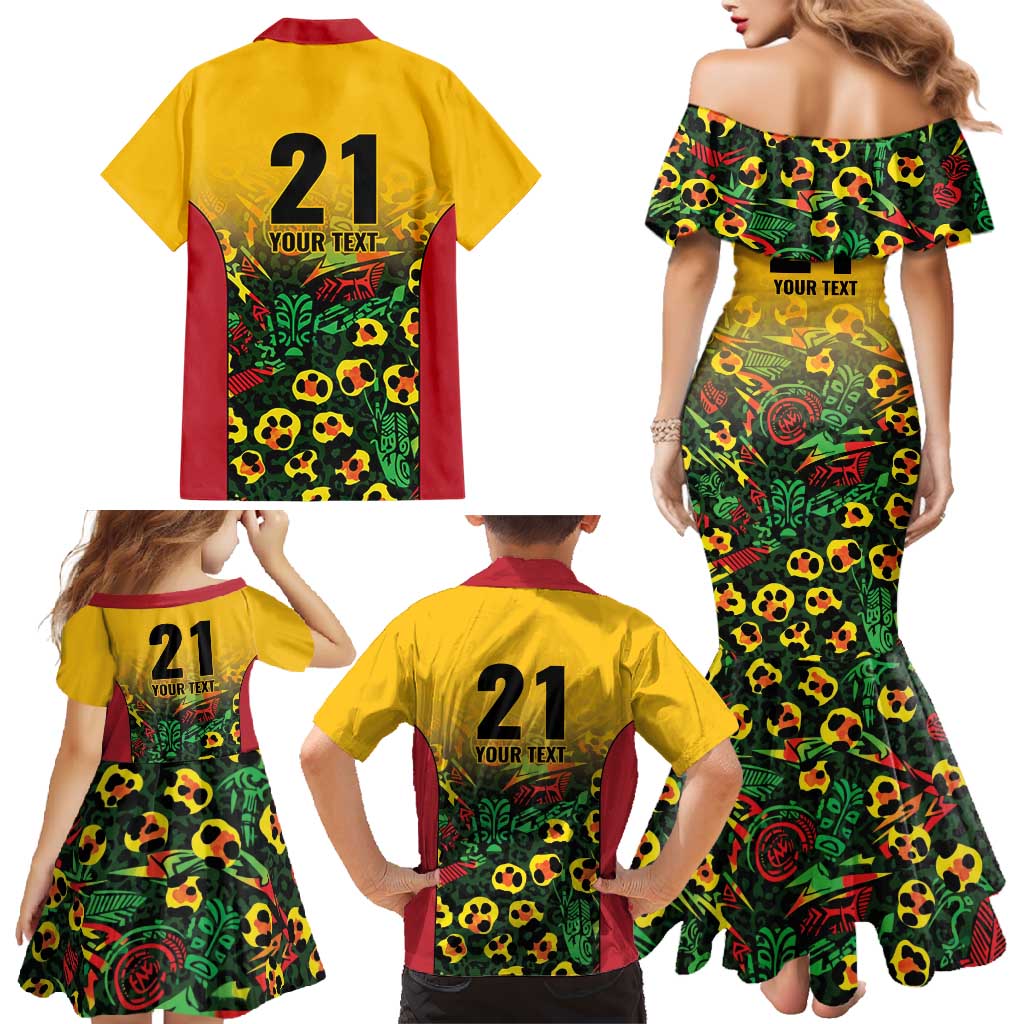 Custom Guyana Football Family Matching Mermaid Dress and Hawaiian Shirt Spirit of the Jaguar - Yellow - Wonder Print Shop