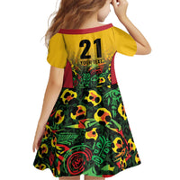 Custom Guyana Football Family Matching Off The Shoulder Long Sleeve Dress and Hawaiian Shirt Spirit of the Jaguar - Yellow - Wonder Print Shop