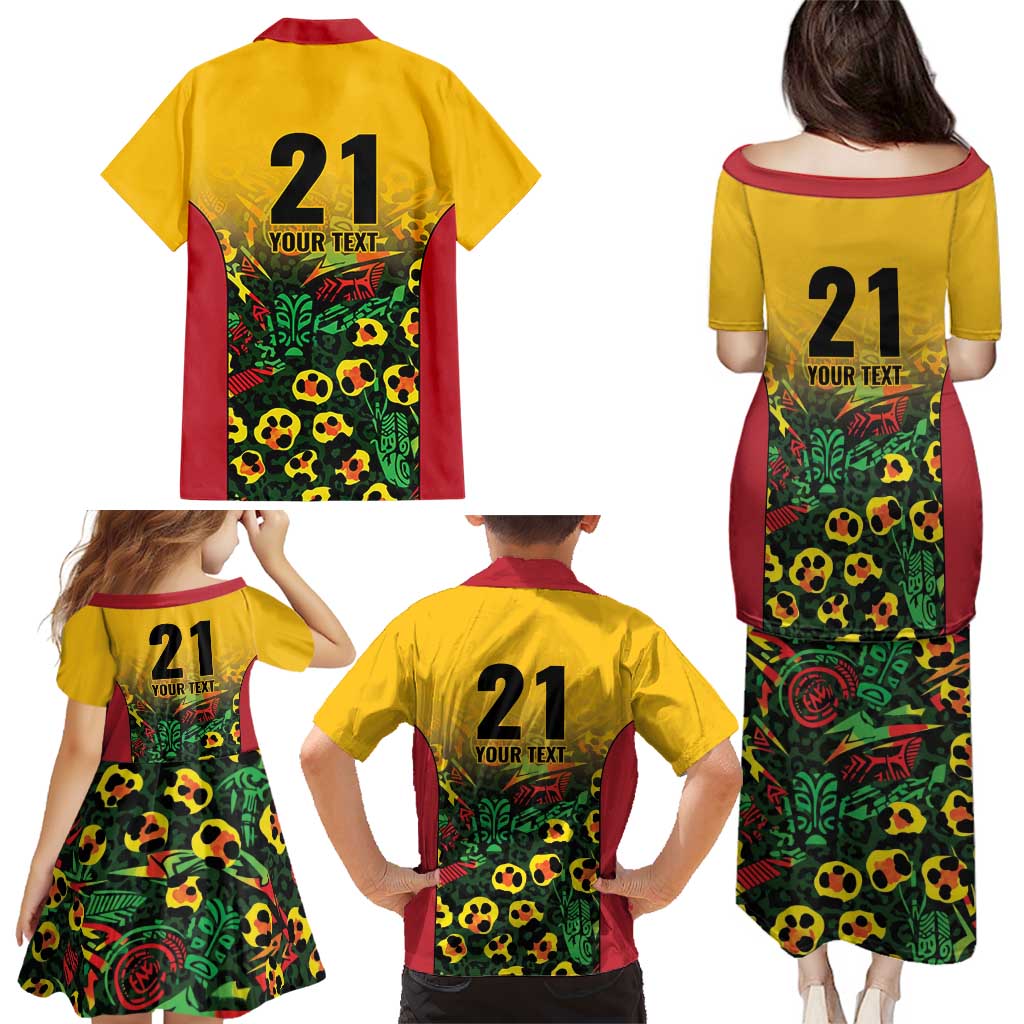 Custom Guyana Football Family Matching Puletasi and Hawaiian Shirt Spirit of the Jaguar - Yellow - Wonder Print Shop
