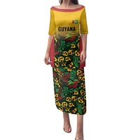 Custom Guyana Football Family Matching Puletasi and Hawaiian Shirt Spirit of the Jaguar - Yellow - Wonder Print Shop