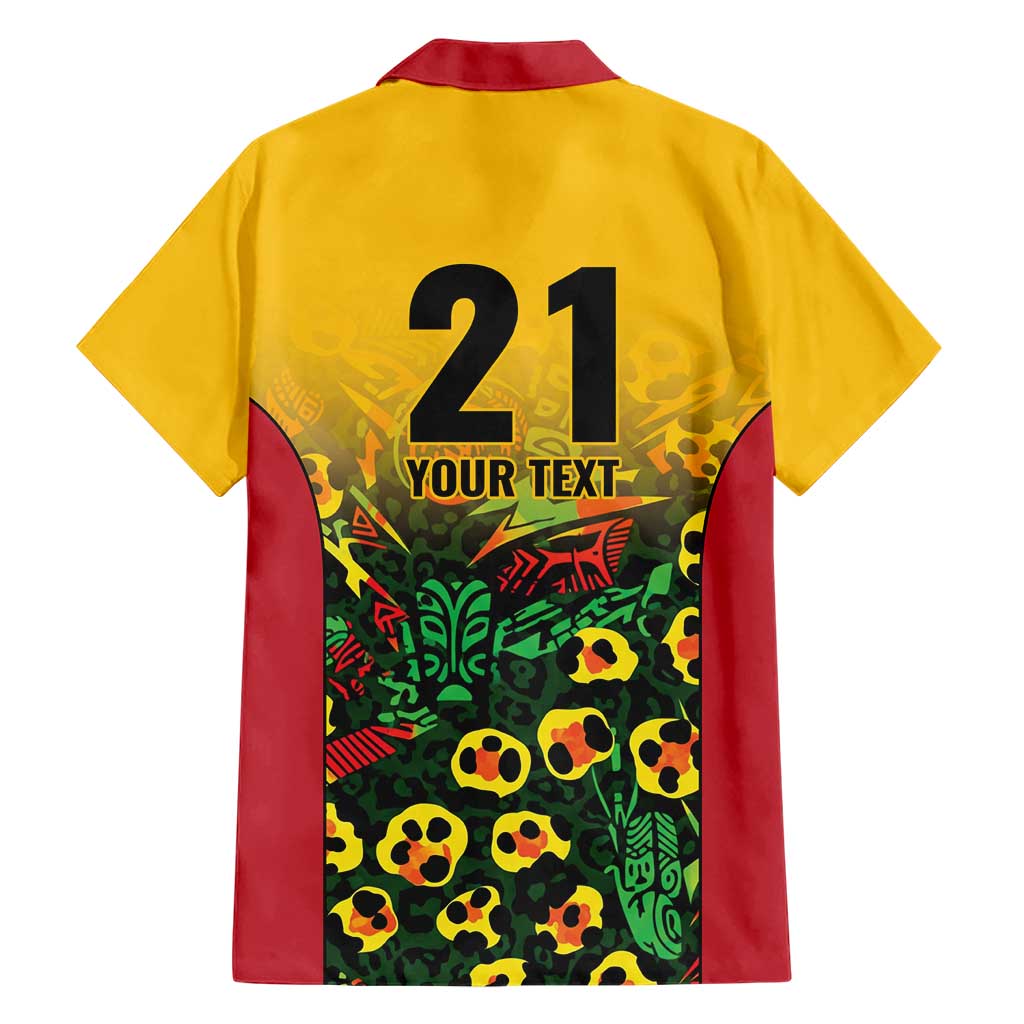Custom Guyana Football Family Matching Short Sleeve Bodycon Dress and Hawaiian Shirt Spirit of the Jaguar - Yellow - Wonder Print Shop