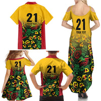 Custom Guyana Football Family Matching Summer Maxi Dress and Hawaiian Shirt Spirit of the Jaguar - Yellow - Wonder Print Shop