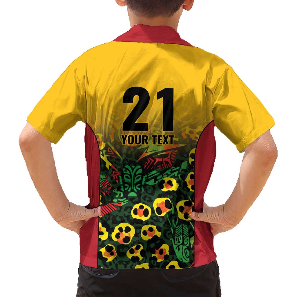 Custom Guyana Football Family Matching Tank Maxi Dress and Hawaiian Shirt Spirit of the Jaguar - Yellow - Wonder Print Shop