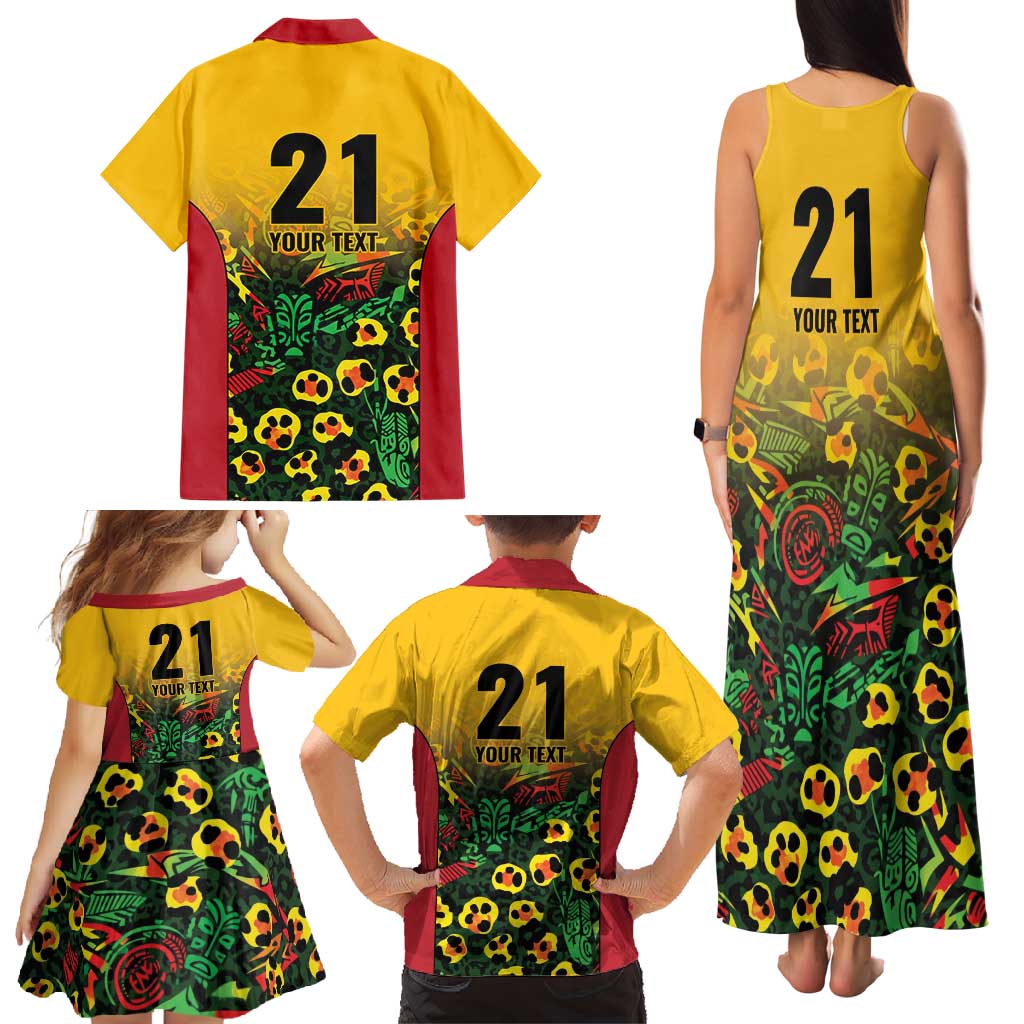 Custom Guyana Football Family Matching Tank Maxi Dress and Hawaiian Shirt Spirit of the Jaguar - Yellow - Wonder Print Shop