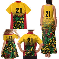Custom Guyana Football Family Matching Tank Maxi Dress and Hawaiian Shirt Spirit of the Jaguar - Yellow - Wonder Print Shop