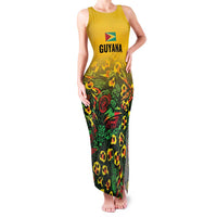 Custom Guyana Football Family Matching Tank Maxi Dress and Hawaiian Shirt Spirit of the Jaguar - Yellow - Wonder Print Shop