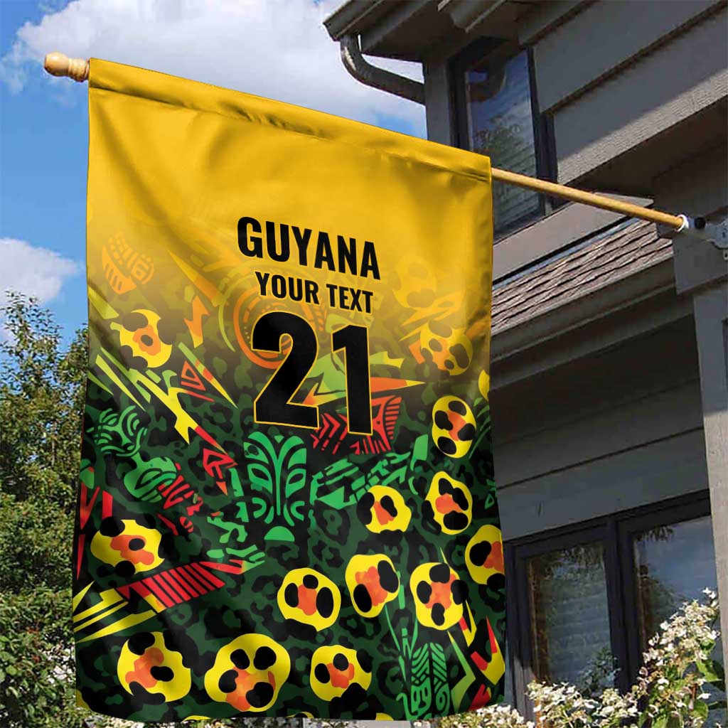 Custom Guyana Football Garden Flag Spirit of the Jaguar - Yellow - Wonder Print Shop