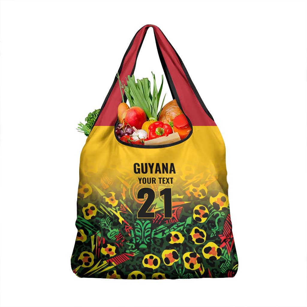 Custom Guyana Football Grocery Bag Spirit of the Jaguar - Yellow - Wonder Print Shop