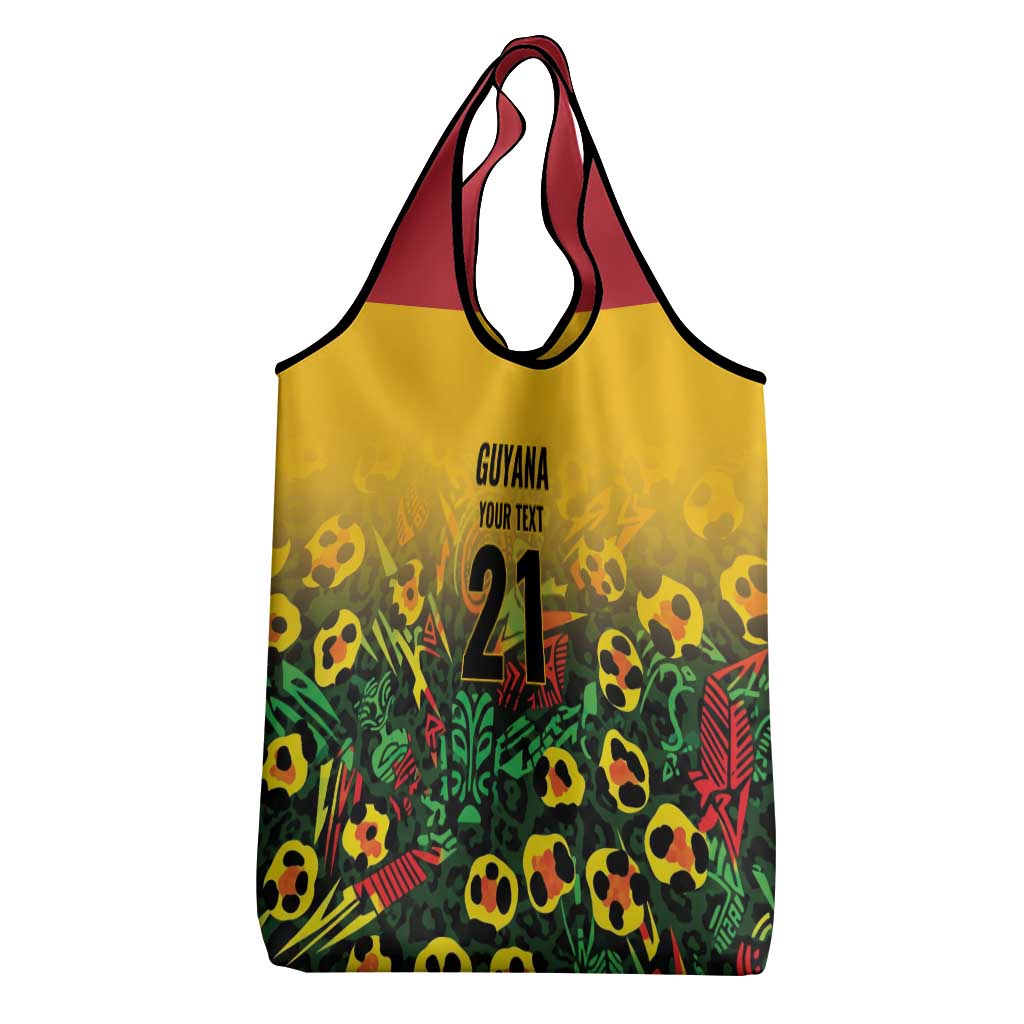Custom Guyana Football Grocery Bag Spirit of the Jaguar - Yellow - Wonder Print Shop