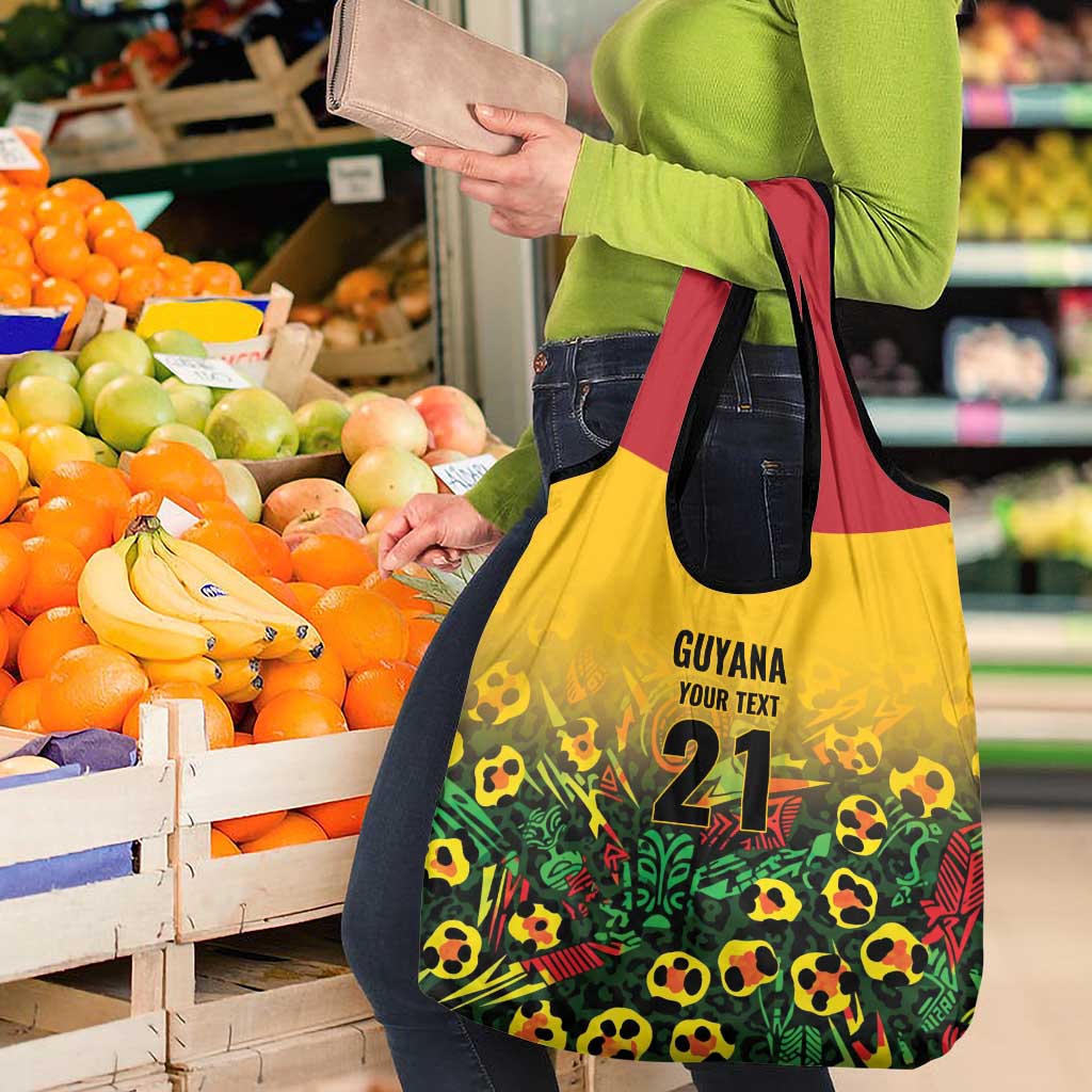 Custom Guyana Football Grocery Bag Spirit of the Jaguar - Yellow - Wonder Print Shop