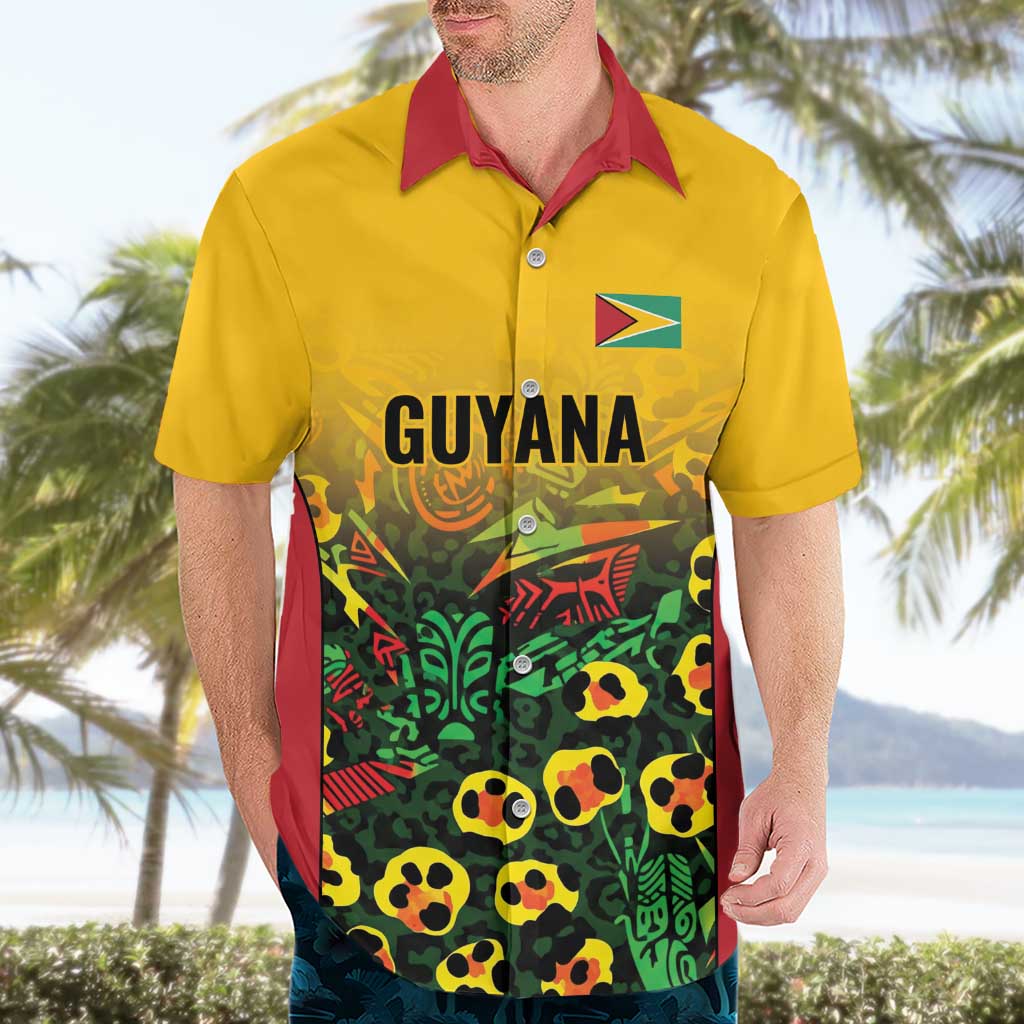 Custom Guyana Football Hawaiian Shirt Spirit of the Jaguar - Yellow - Wonder Print Shop